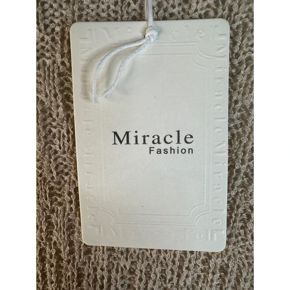 Miracle Women Beige Open Front Batwing‎ Pocket Knit Cardigan Size S/M